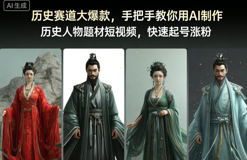 历史赛道大爆款，手把手教你用AI制作历史人物题材短视频，快速起号涨粉-淘金日记