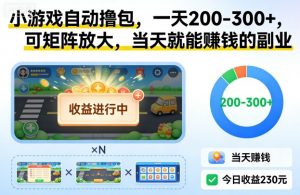 小游戏自动撸包，一天200-300+，可矩阵放大，当天就能賺钱的副业【揭秘】-淘金日记