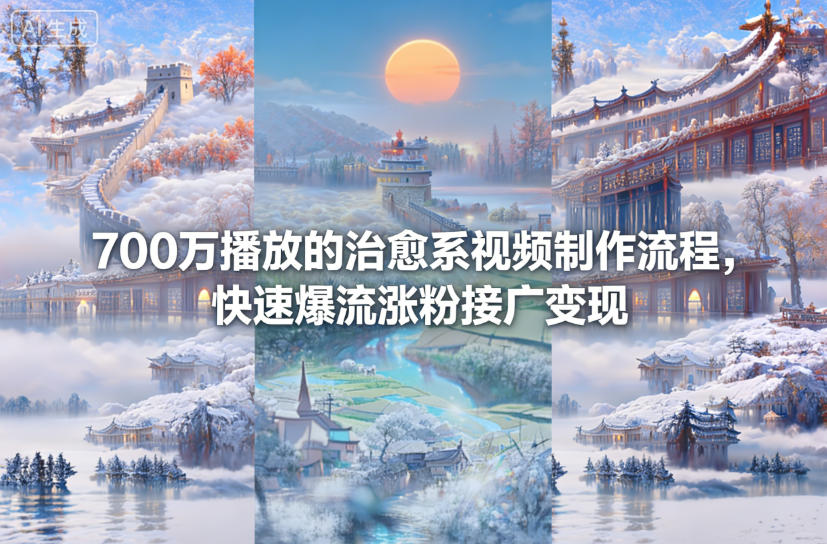 700万播放的治愈系视频制作流程，快速爆流涨粉接广变现-淘金日记