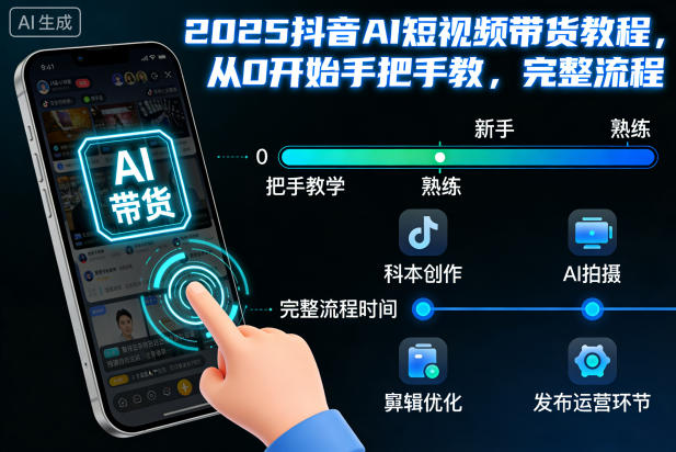 2025抖音AI短视频带货教程，从0开始手把手教，完整流程-淘金日记