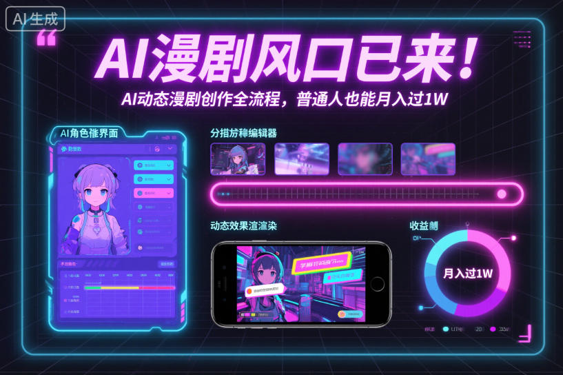 AI漫剧风口已来!AI动态漫剧创作全流程,普通人也能月入过1W-淘金日记