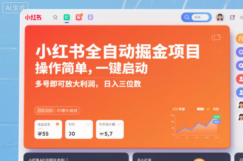 小红书全自动掘金项目，操作简单，一键启动，多号即可放大利润，日入三位数【揭秘】-淘金日记