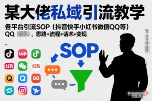 某大佬私域引流教学,各平台引流SOP(抖音快手小红书微信QQ等),思路+流程+话术+变现-淘金日记