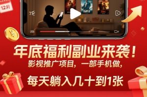 年底福利副业来袭!影视推广项目,一部手机做,每天躺入几十到1张【揭秘】-淘金日记