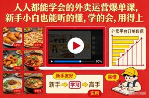 人人都能学会的外卖运营爆单课,新手小白也能听的懂,学的会,用得上-淘金日记