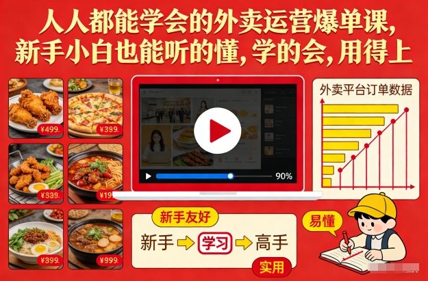 人人都能学会的外卖运营爆单课,新手小白也能听的懂,学的会,用得上-淘金日记