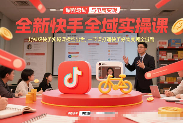 全新快手全域实操课，封神级快手实操课横空出世，一节课打通快手好物变现全链路-淘金日记