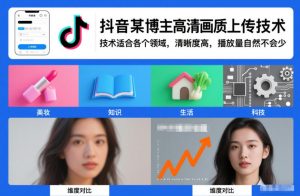 抖音某博主视频高清画质上传技术,技术适合各个领域,清晰度高,播放量自然不会少-淘金日记