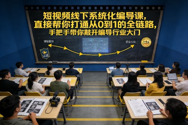 短视频线下系统化编导课,直接帮你打通从0到1的全链路,手把手带你敲开编导行业大门-淘金日记