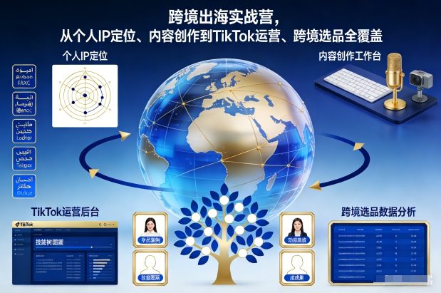 跨境出海实战营，从个人IP定位、内容创作到TikTok运营、跨境选品全覆盖-淘金日记