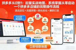拼多多从0到1:起量实战地图,系统掌握从零启动一个拼多多店铺的完整操作流程-淘金日记