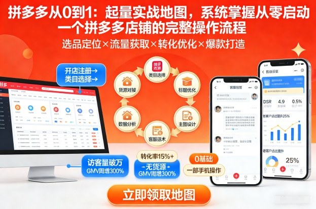 拼多多从0到1：起量实战地图，系统掌握从零启动一个拼多多店铺的完整操作流程-淘金日记