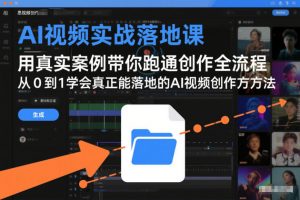 AI视频实战落地课,用真实案例带你跑通创作全流程,从0到1学会真正能落地的AI视频创作方法-淘金日记