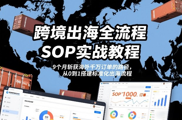 跨境出海全流程全盘托出SOP实战教程,9个月斩获海外千万订单的路径,从0到1搭建标准化出海流程-淘金日记