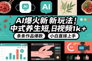 AI爆火新玩法，中式养生短视频，日收益1k+条条作品爆款，小白直接上手，附详细教程-淘金日记