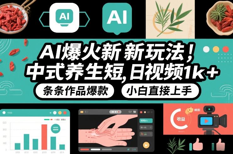 AI爆火新玩法，中式养生短视频，日收益1k+条条作品爆款，小白直接上手，附详细教程-淘金日记