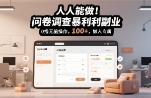 人人能做!问卷调查暴利副业,0撸无脑操作,每天轻松日入100+,懒人专属【揭秘】-淘金日记