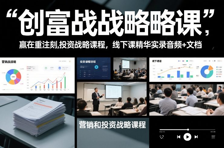 创富战略课,赢在重注时刻,营销和投资战略课程,线下课精华实录音频+文档-淘金日记