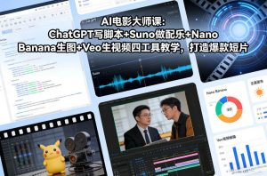 AI电影大师课:ChatGPT写脚本+Suno做配乐+Nano Banana生图+Veo生视频,打造爆款短片-淘金日记