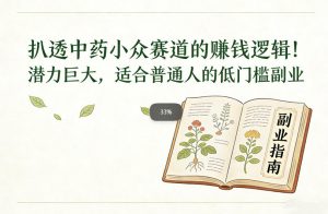 扒透中药小众赛道的賺米逻辑，潜力巨大，适合普通人的低门槛副业-淘金日记