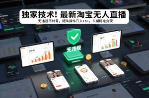 独家技术!最新淘宝无人直播:无违规不封号,矩阵操作日入1K+,长期稳定变现【揭秘】-淘金日记