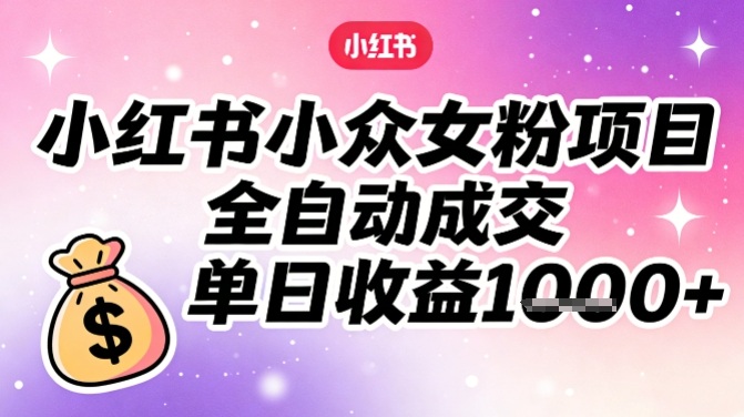 小红书小众女粉项目,全自动成交,单日收益多张-淘金日记