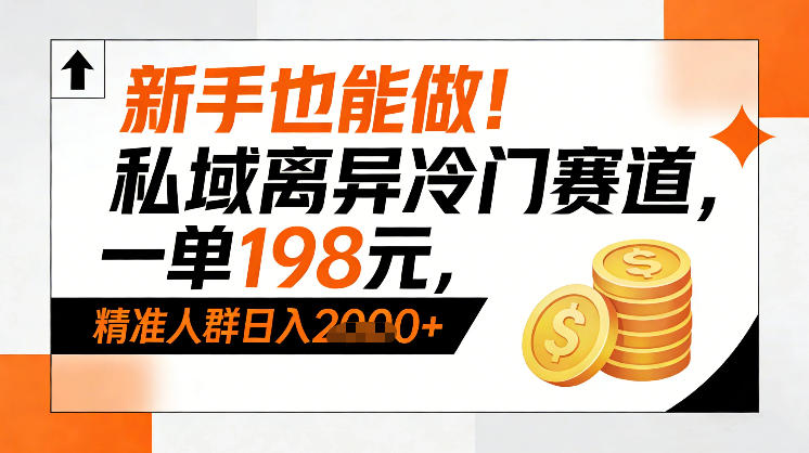 新手也能做!私域离异冷门赛道,一单198,精准人群日入1k+-淘金日记