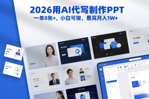 2026用AI代写制作PPT,一单8张+,小白可做,最高月入1W+-淘金日记