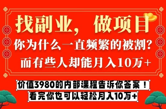 价值3980的网创内部课程,告诉你互联网创业月入10个W的秘密【揭秘】-淘金日记