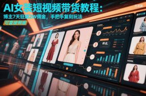 AI女装短视频带货教程:博主7天狂賺2W佣金,手把手复刻玩法,可直接照搬-淘金日记