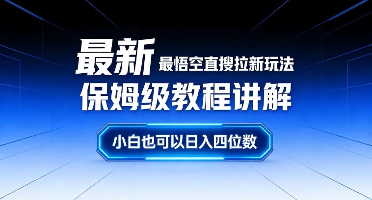 最新最悟空直搜拉新玩法保姆级教程讲解,小白也可以日入四位数-淘金日记