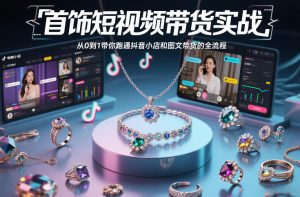 首饰短视频带货实战，从0到1带你跑通抖音小店和图文带货的全流程-淘金日记