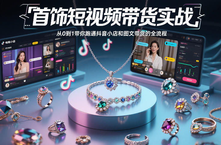 首饰短视频带货实战,从0到1带你跑通抖音小店和图文带货的全流程-淘金日记