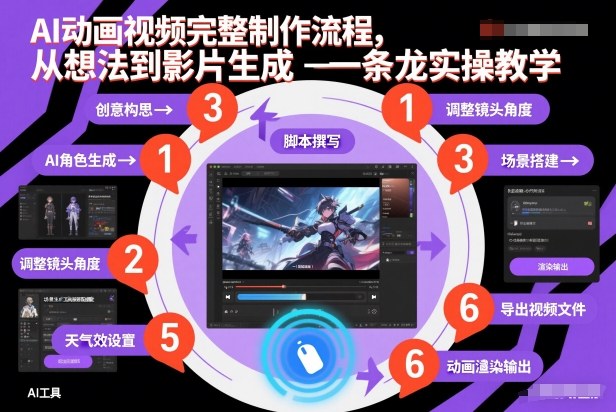AI动画视频完整制作流程，从想法到影片生成一条龙实操教学-淘金日记