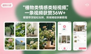 植物类情感类短视频，一条视频获赞36W+，橱窗带货轻松玩转，附保姆级拆解教程-淘金日记