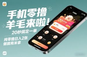 手机零撸薅羊毛来啦!20秒搞定一单,纯零撸日入2张,做就有米拿【揭秘】-淘金日记