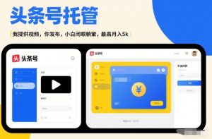 头条号AI托管,我提供视频,你发布,小白闭眼躺賺,最高月入5k+【揭秘】-淘金日记