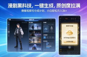 漫剧黑科技,一键生成,原创度拉满,撸爆视频号分成计划,小白轻松月入3k+-淘金日记