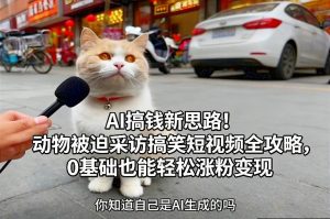 AI搞钱新思路!动物被迫采访搞笑短视频全攻略,0基础也能轻松涨粉变现-淘金日记