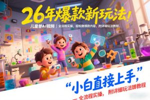 26年爆款新玩法,儿童科普AI视频,全流程实操,轻松做爆款内容,小白直接上手,附详细玩法教程-淘金日记