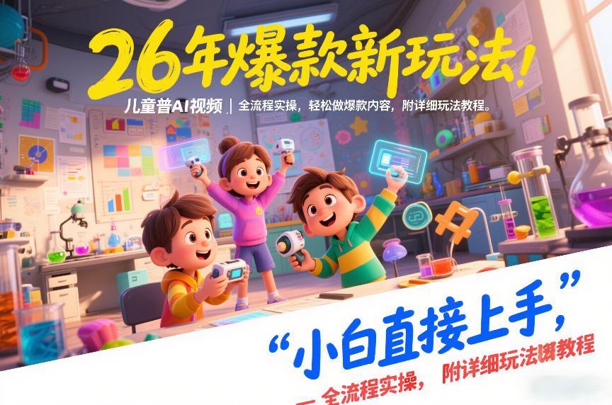 26年爆款新玩法,儿童科普AI视频,全流程实操,轻松做爆款内容,小白直接上手,附详细玩法教程-淘金日记