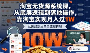 2025最新淘宝无货源系统课,从底层逻辑到落地操作,靠淘宝实现月入过1W(更新)-淘金日记