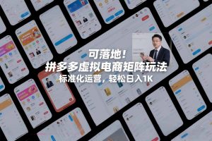 可落地!拼多多虚拟电商矩阵玩法,标准化运营,轻松日入1K+【揭秘】-淘金日记