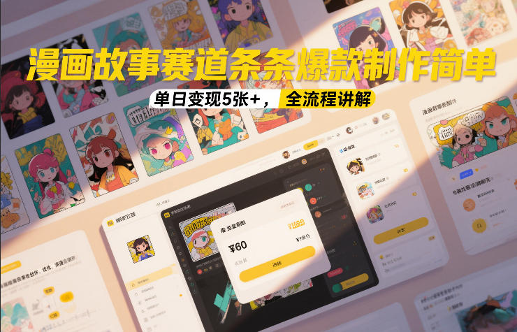 漫画故事赛道条条爆款制作简单,单日变现5张+,全流程讲解-淘金日记