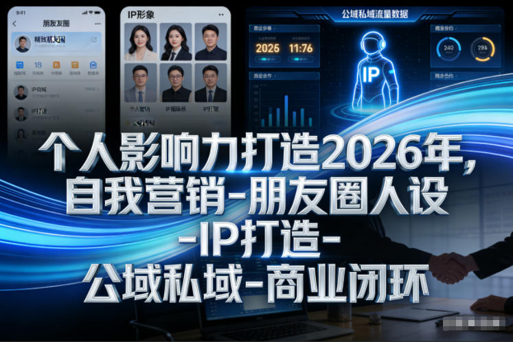 个人影响力打造2026年,自我营销-朋友圈人设-IP打造-公域私域-商业闭环-淘金日记