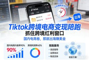 Tiktok跨境电商变现陪跑,抓住跨境红利窗口,国内电商卷,那就出海賺美金-淘金日记