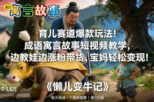 育儿赛道爆款玩法!成语寓言故事短视频教学,边教娃边涨粉带货,宝妈轻松变现!-淘金日记