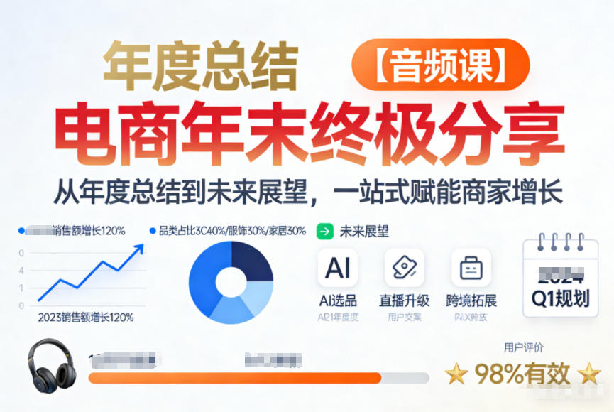 电商年未终极分享，从年度总结到未来展望，一站式赋能商家增长【音频课】-淘金日记