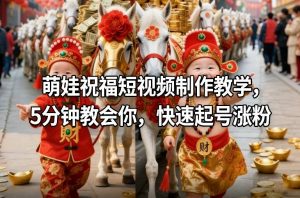萌娃祝福短视频制作教学,5分钟教会你,快速起号涨粉-淘金日记