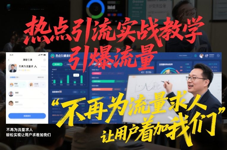 热点引流实战教学,引爆流量,不再为流量求人,轻松实现让用户求着加我们-淘金日记